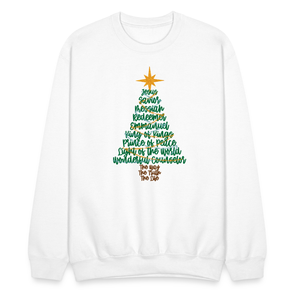 Names of Jesus Christmas Tree Men's Sweater - white