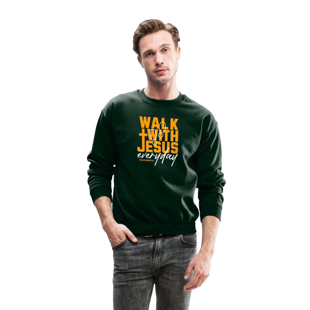 Walk with Jesus Everyday Men's Sweater - forest green