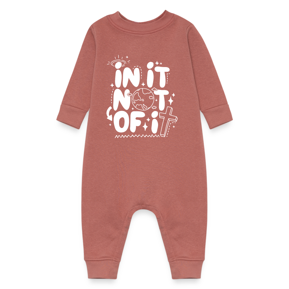 In It Not of It Fleece Baby Onesie Bodysuit - mauve