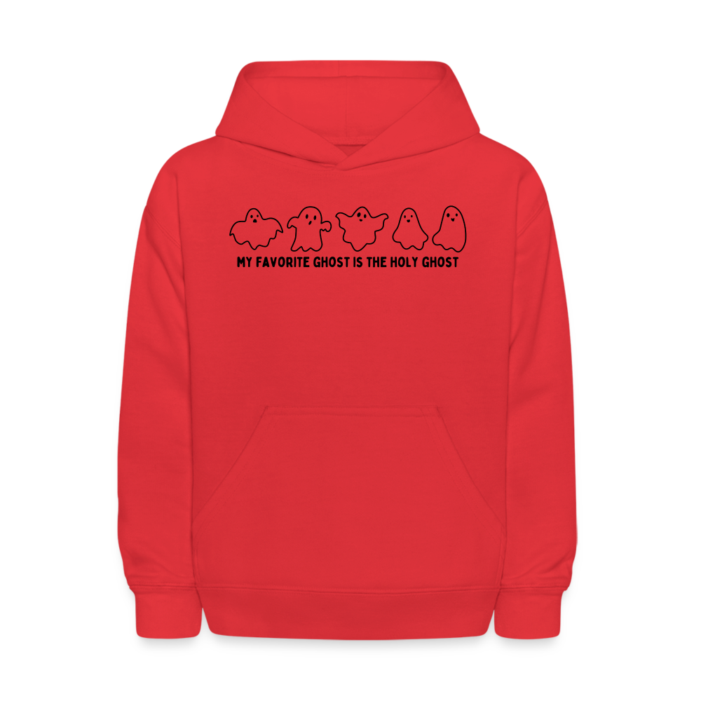 My Favorite Ghost is the Holy Ghost , (Outline) Youth Hoodie - red