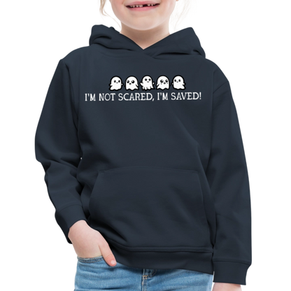 I'm Not Scared I'm Saved (W) Kid's Hoodie - navy