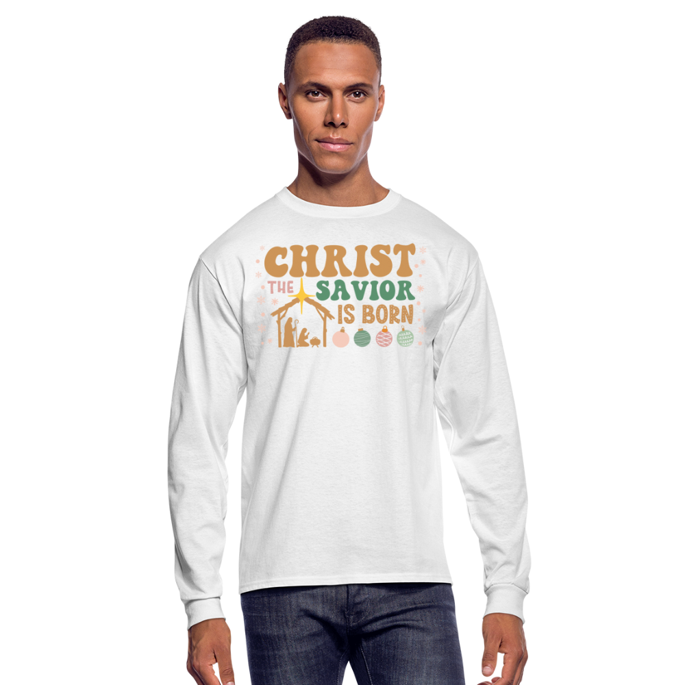 Christ the Savior is Born Christmas Family Men's Long Sleeve T-Shirt - white