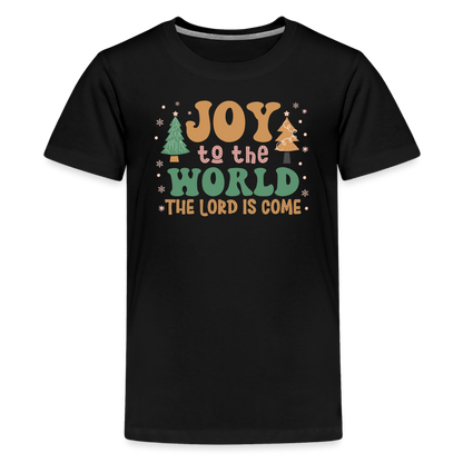 Joy to the World Christmas Family Kids' Premium T-Shirt - black