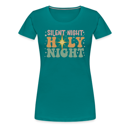 Silent Night Christmas Family Women’s Premium T-Shirt - teal