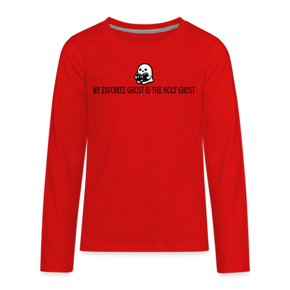 My Favorite Ghost is the Holy Ghost (Bible) Kids Long Sleeve Shirt - red