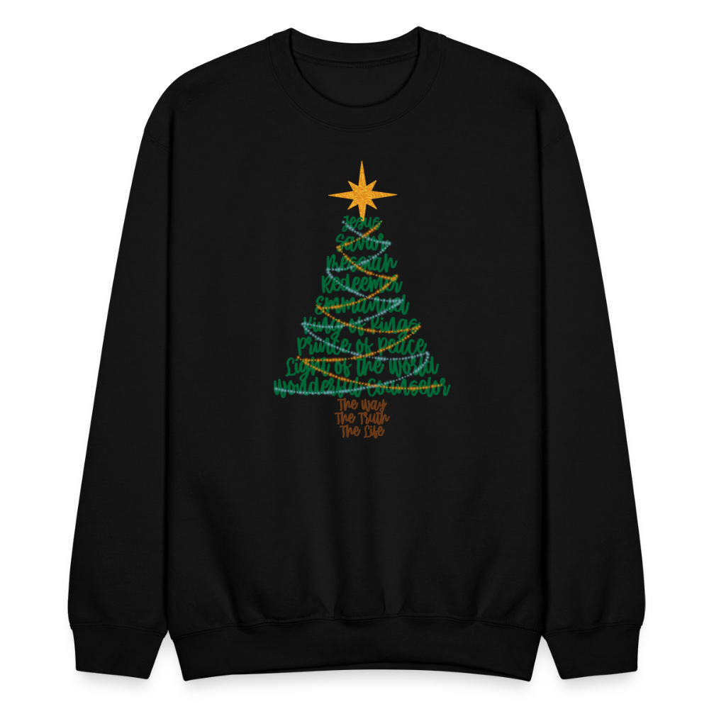 Names of Jesus Christmas Tree Men's Sweater - black