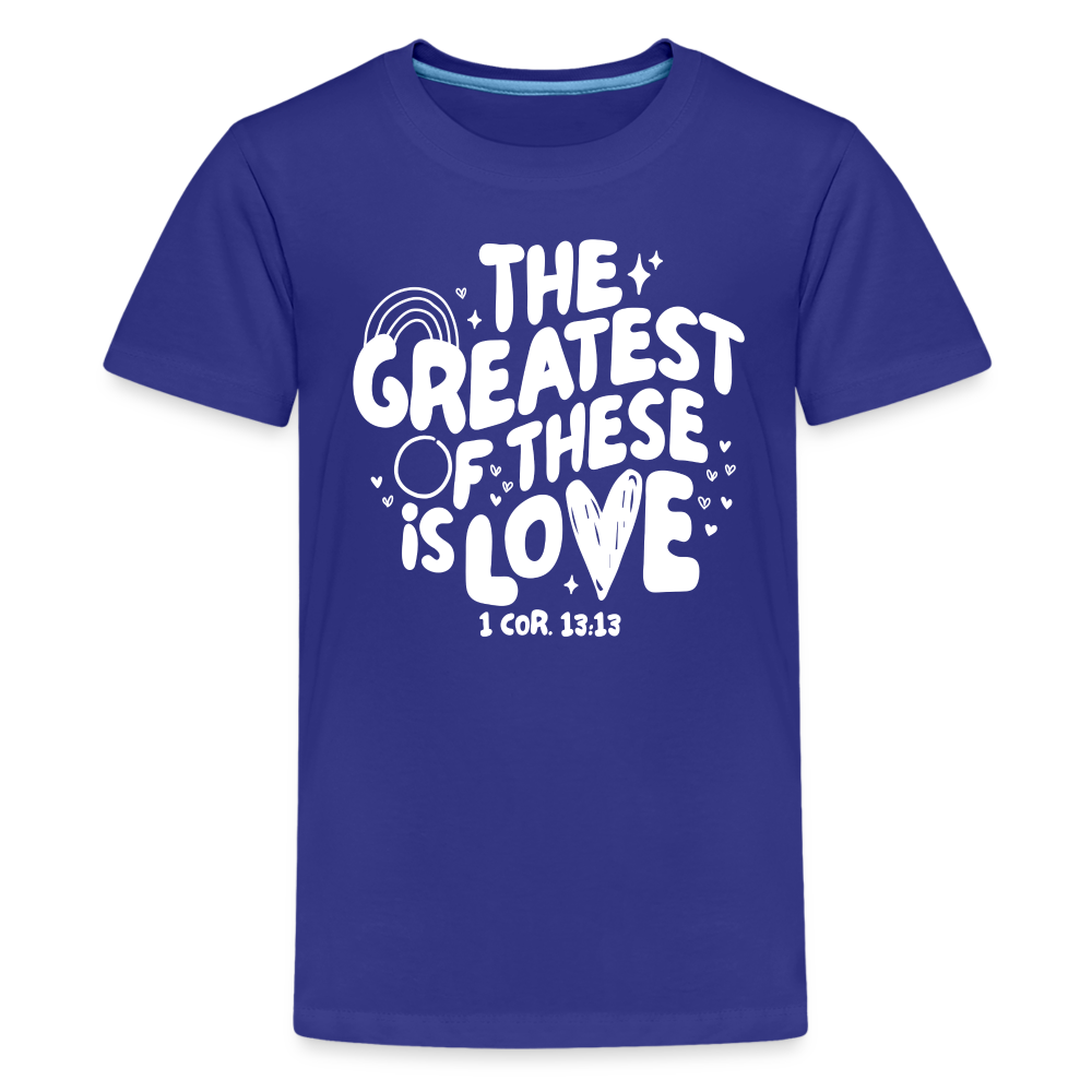 The Greatest of these is Love (W) Kid's T-Shirt - royal blue