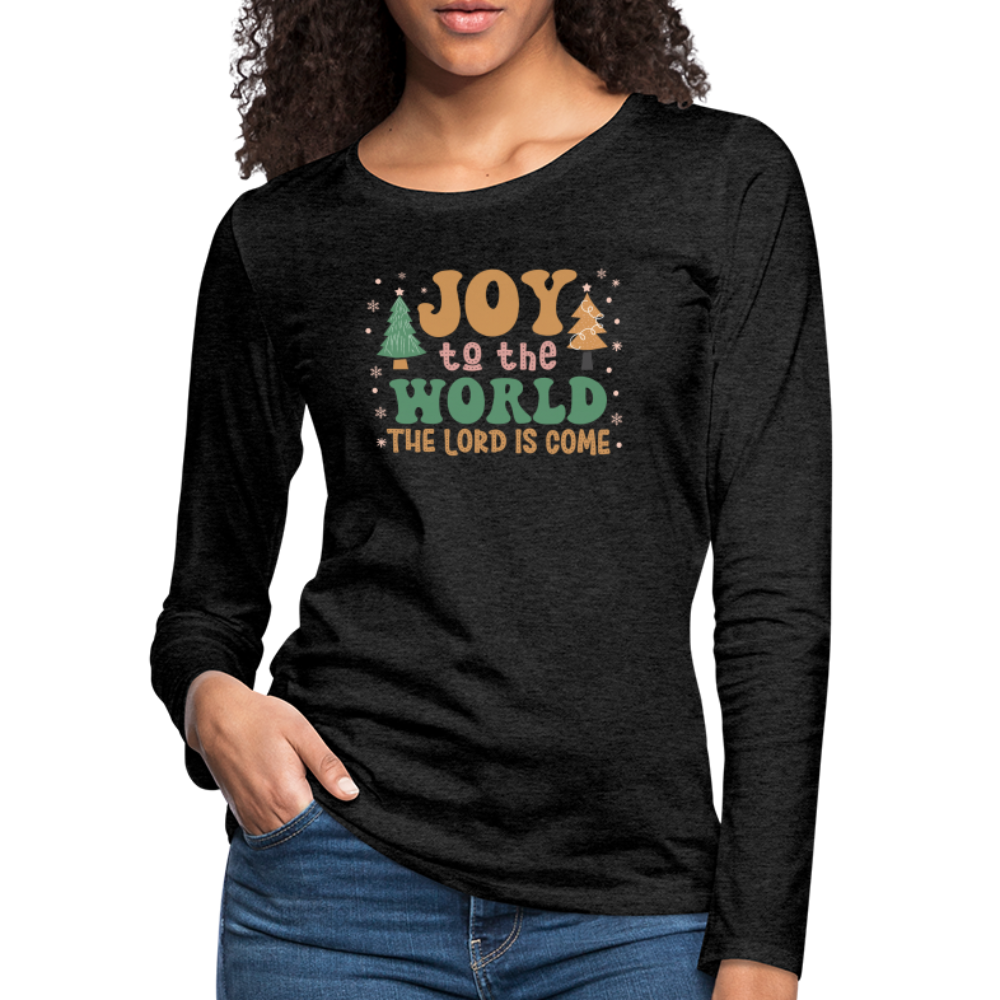 Joy to the World Christmas Family Women's Premium Long Sleeve T-Shirt - charcoal grey