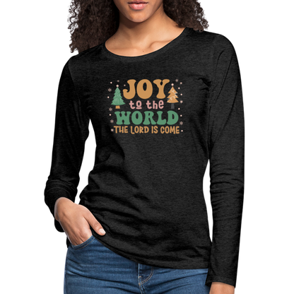 Joy to the World Christmas Family Women's Premium Long Sleeve T-Shirt - charcoal grey