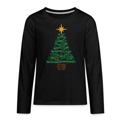 Names of Jesus Christmas Tree Kid's Long Sleeve Shirt - black