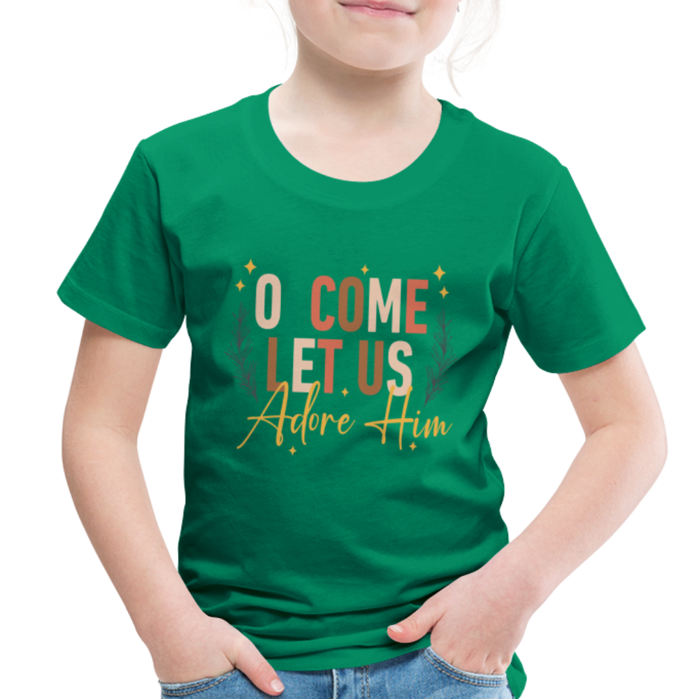 O Come Let us Adore Him Christmas Toddler Shirt - kelly green