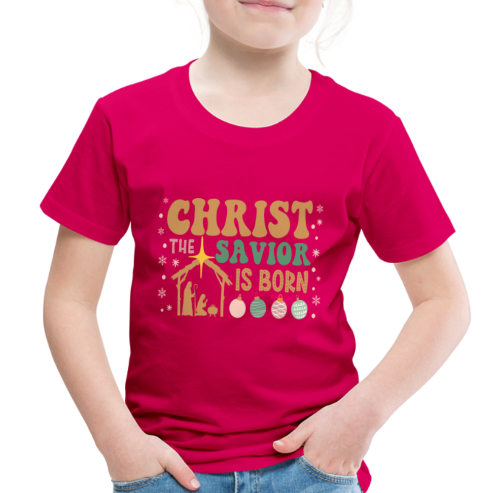 Christ the Savior is Born Christmas Family Toddler Premium T-Shirt - dark pink