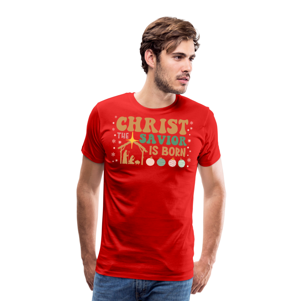 Christ the Savior is Born Christmas Family Men's Premium T-Shirt - red