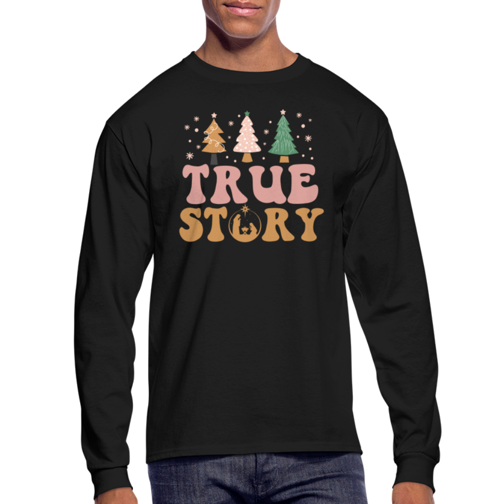 True Story Christmas Family Men's Long Sleeve T-Shirt - black