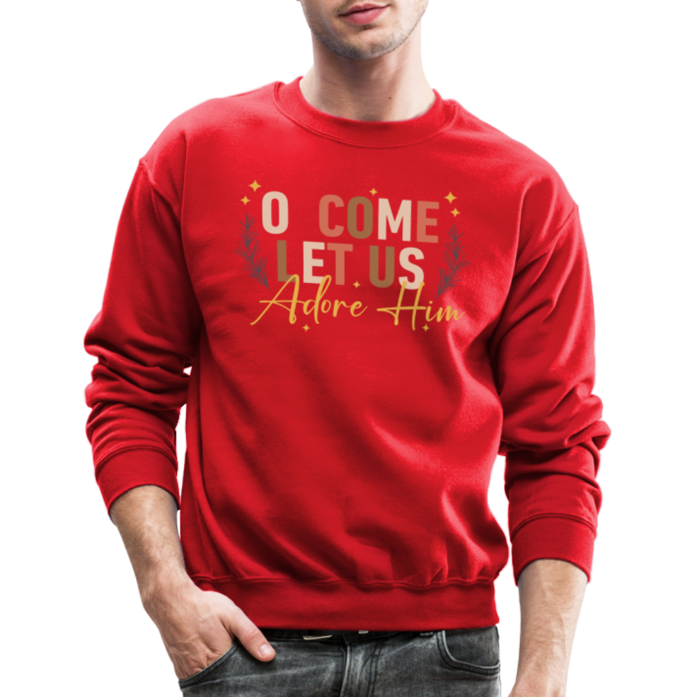 O Come Let us Adore Him Christmas Men's Sweater - red