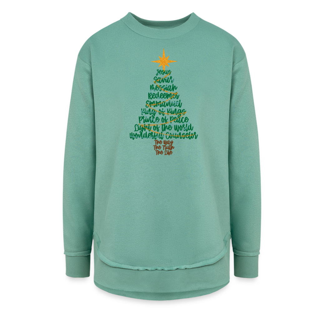 Names of Jesus Christmas Tree Women's Tunic Sweater - saltwater