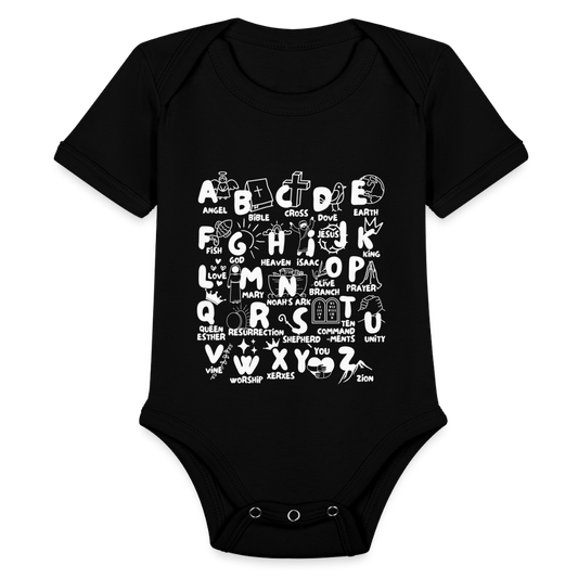 Bible Alphabet Baby Onesie Bodysuit - black