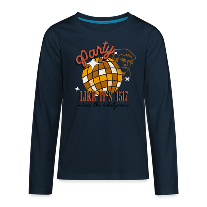 Party Like its 1517 (Color) Reformation Day Kid's Long Sleeve Shirt - deep navy