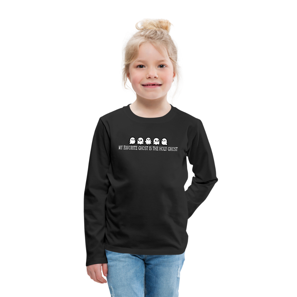 My Favorite Ghost is the Holy Ghost (W) Kid's Long Sleeve Shirt - black