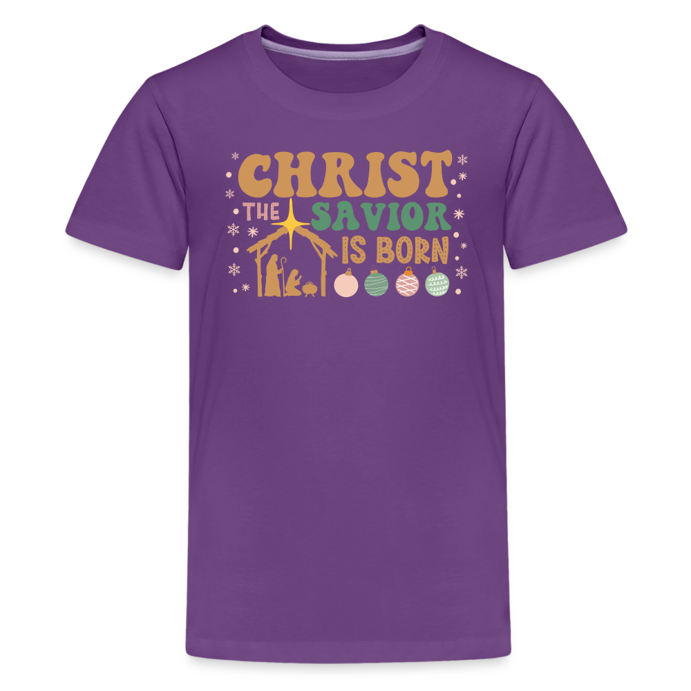 Christ the Savior is Born Christmas Family Kids' Premium T-Shirt - purple