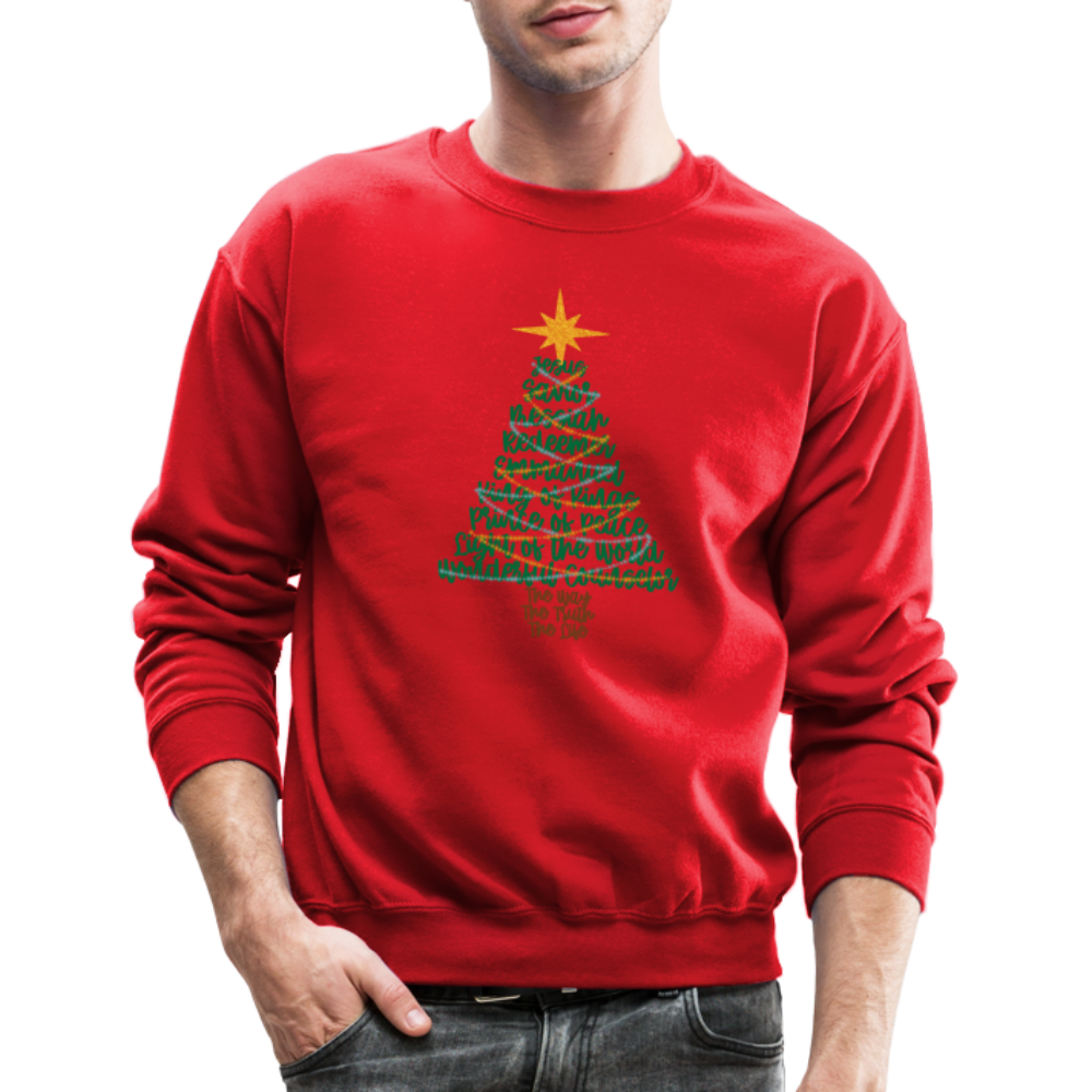 Names of Jesus Christmas Tree Men's Sweater - red