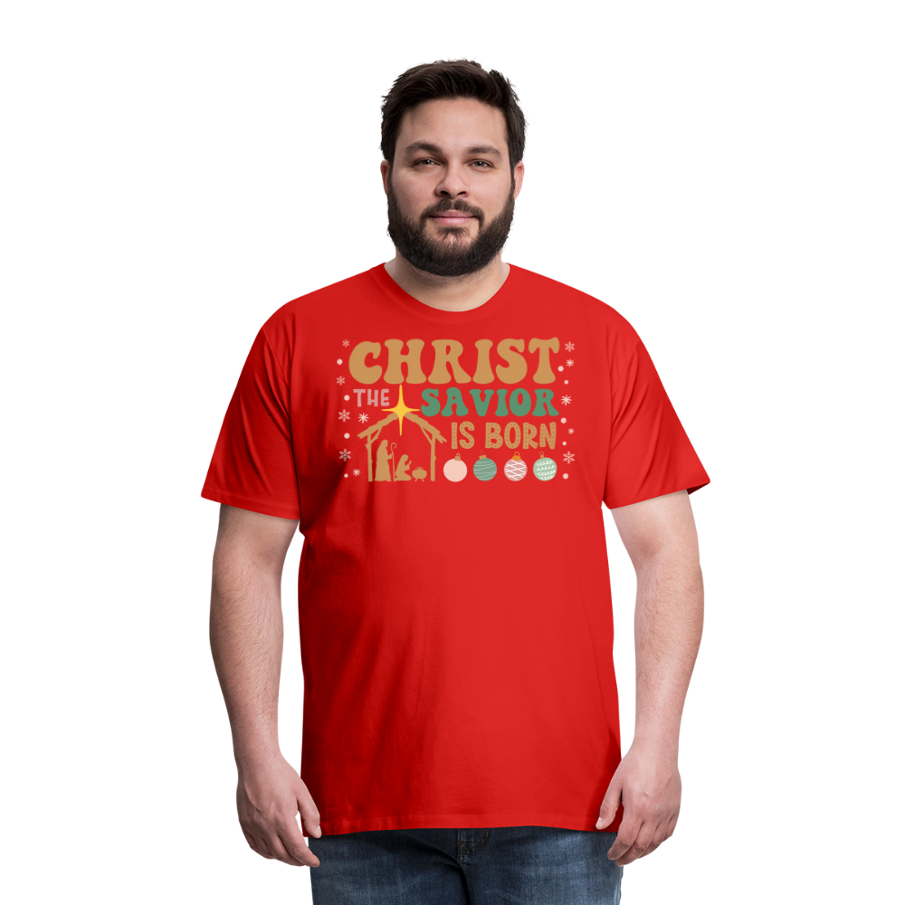 Christ the Savior is Born Christmas Family Men's Premium T-Shirt - red