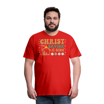 Christ the Savior is Born Christmas Family Men's Premium T-Shirt - red