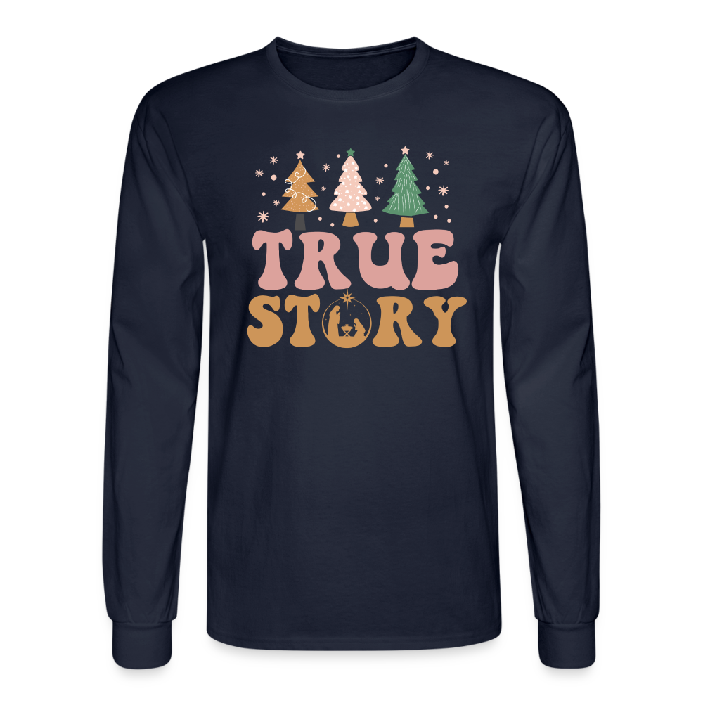 True Story Christmas Family Men's Long Sleeve T-Shirt - navy