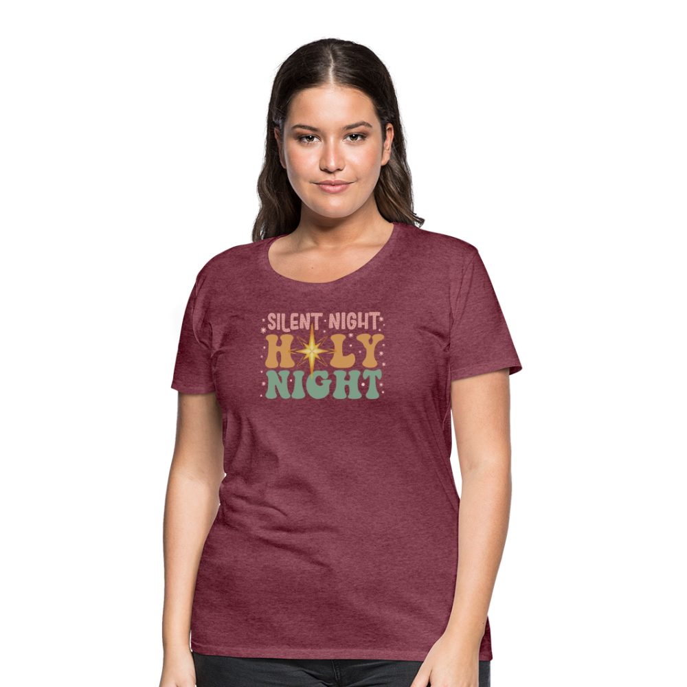 Silent Night Christmas Family Women’s Premium T-Shirt - heather burgundy