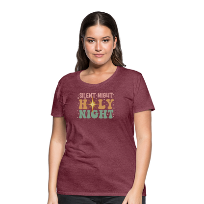 Silent Night Christmas Family Women’s Premium T-Shirt - heather burgundy