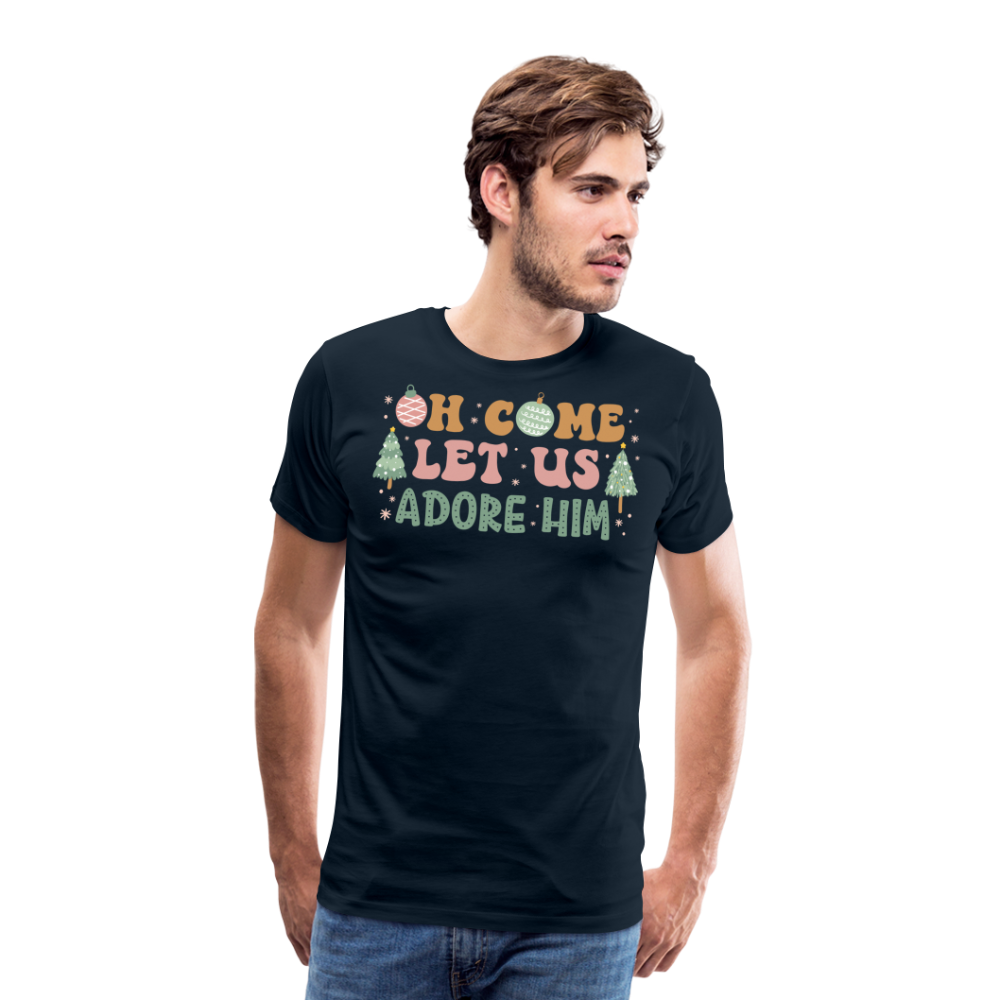 Oh Come Let Us Adore Him Christmas Family Men's Premium T-Shirt - deep navy