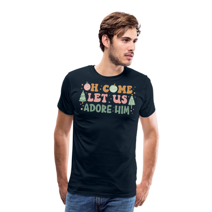 Oh Come Let Us Adore Him Christmas Family Men's Premium T-Shirt - deep navy