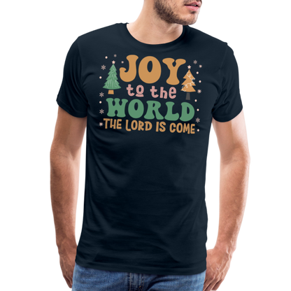 Joy to the World Christmas Family Men's Premium T-Shirt - deep navy