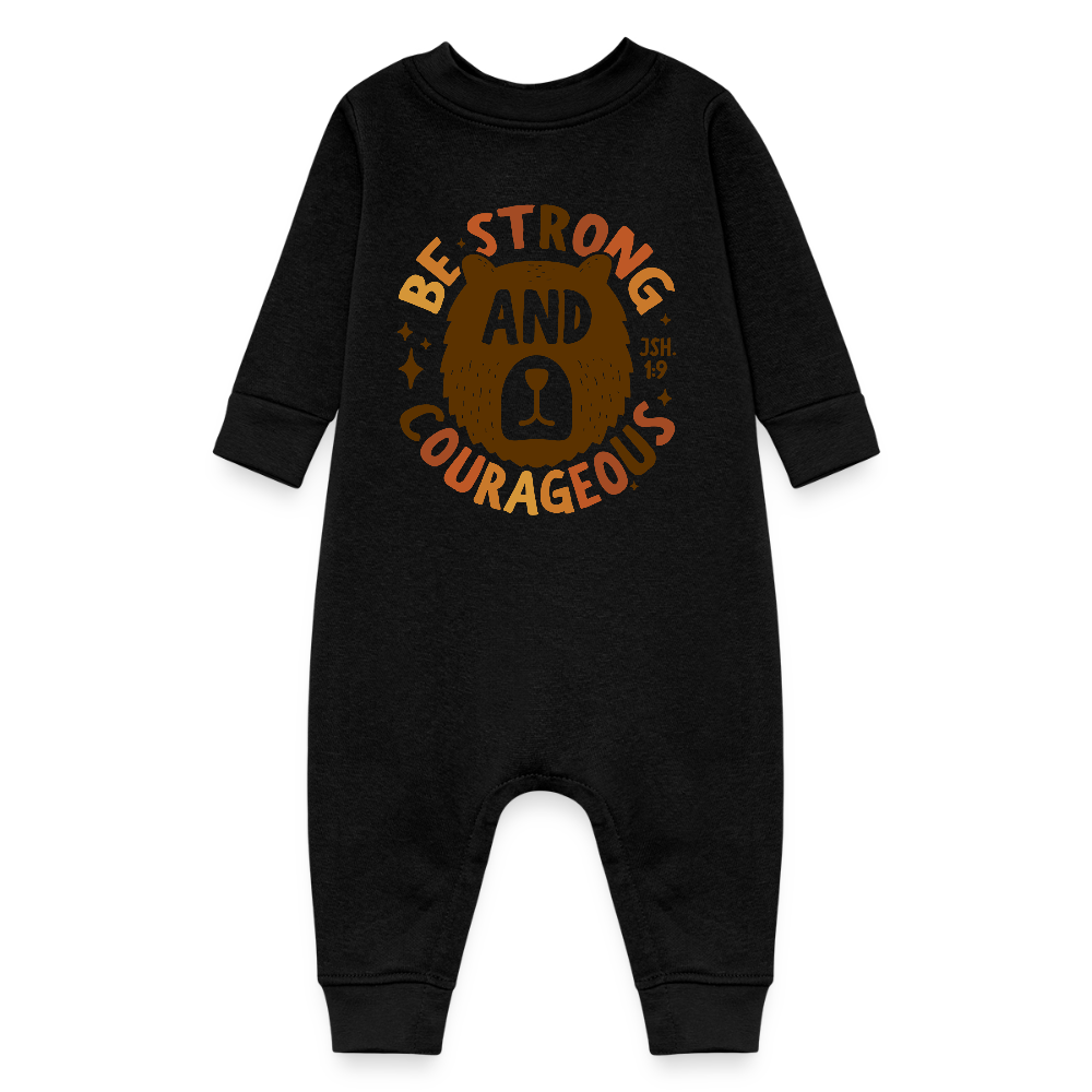 Be Strong and Courageous (Color) Fleece Baby Onesie Bodysuit - black