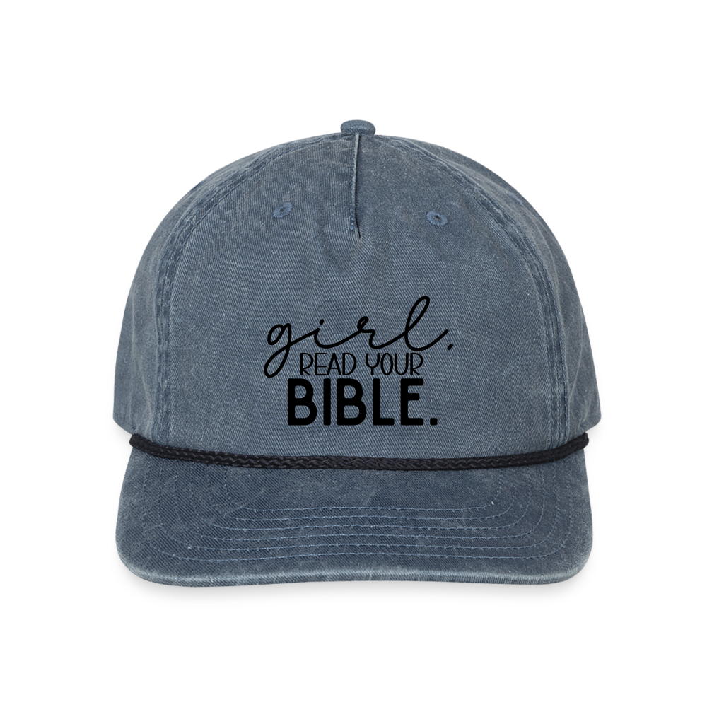 Girl Read Your Bible Hat Cap - washed navy