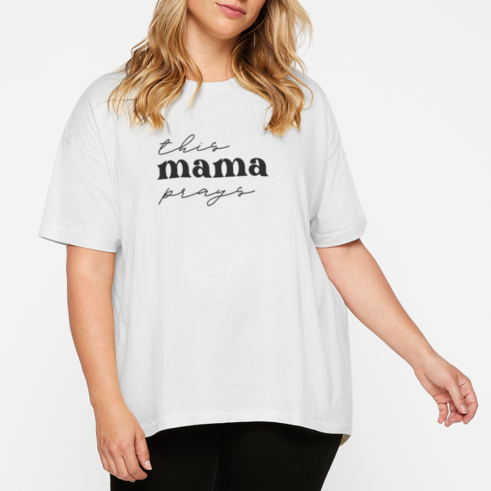 This Mama Prays Women's Hi Lo T-Shirt - white