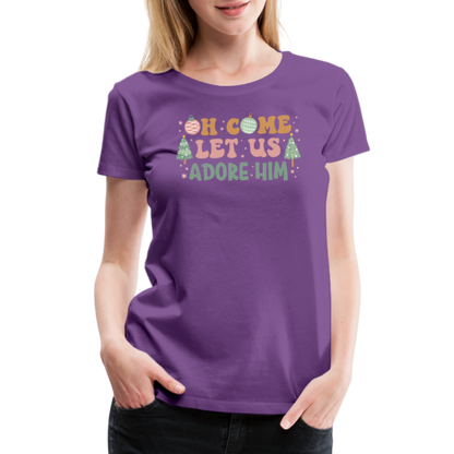 O Come Let Us Adore Him Christmas Family Women’s Premium T-Shirt - purple