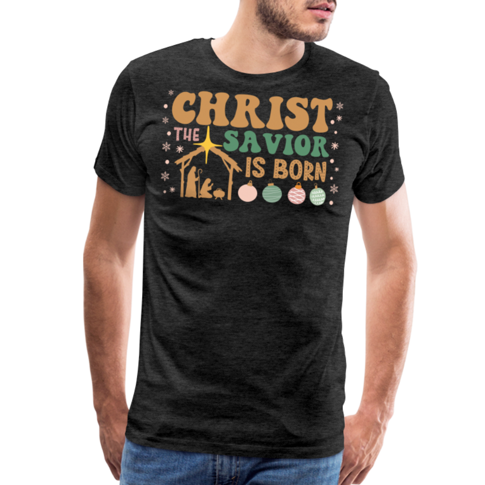 Christ the Savior is Born Christmas Family Men's Premium T-Shirt - charcoal grey