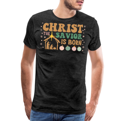 Christ the Savior is Born Christmas Family Men's Premium T-Shirt - charcoal grey