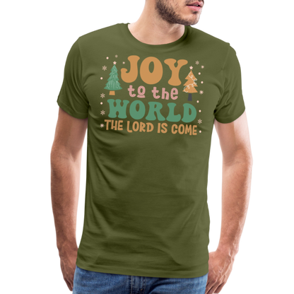 Joy to the World Christmas Family Men's Premium T-Shirt - olive green