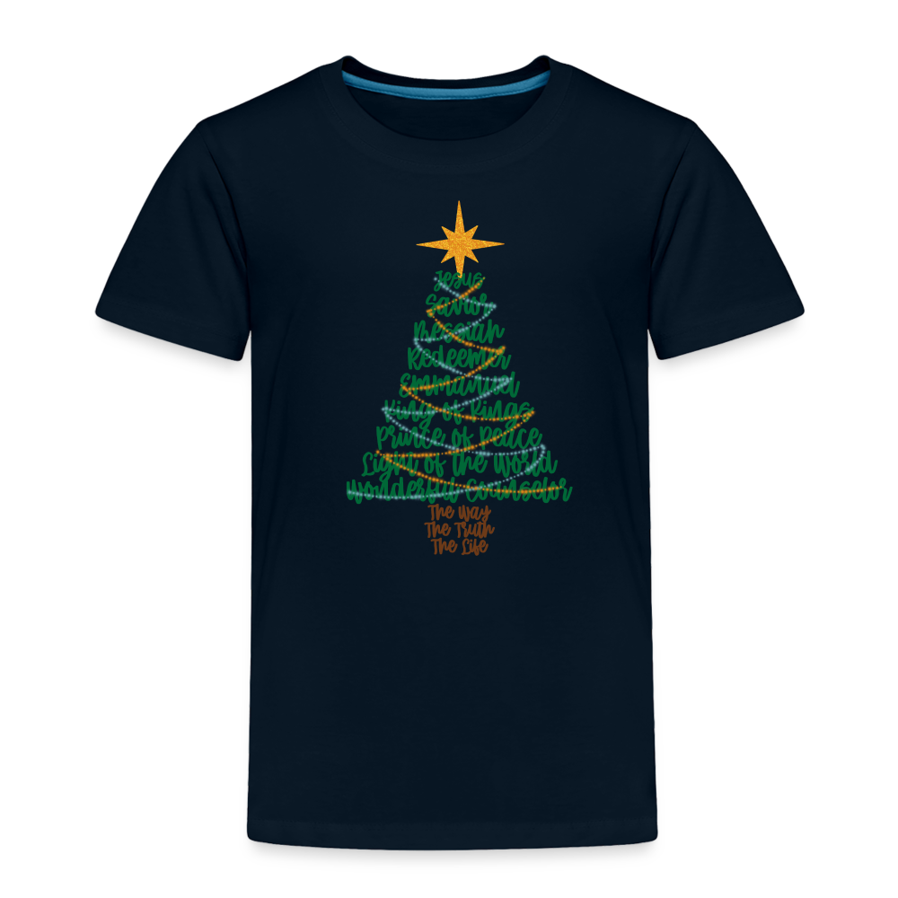 Names of Jesus Christmas Tree Toddler Shirt - deep navy