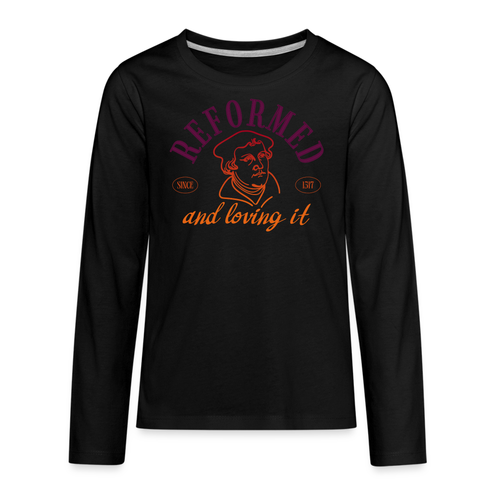 Reformed & Loving It (Color) Reformation Day Kid's Long Sleeve Shirt - black