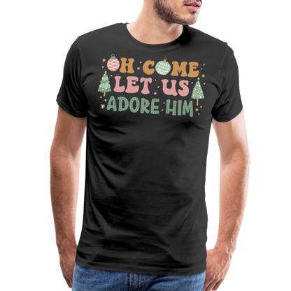 Oh Come Let Us Adore Him Christmas Family Men's Premium T-Shirt - black