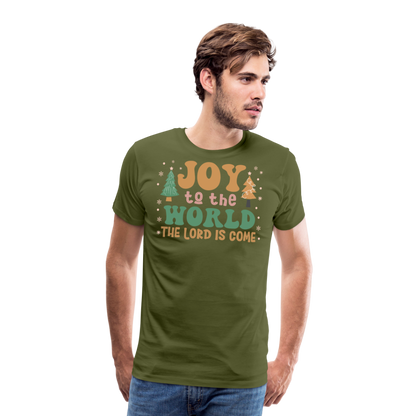 Joy to the World Christmas Family Men's Premium T-Shirt - olive green