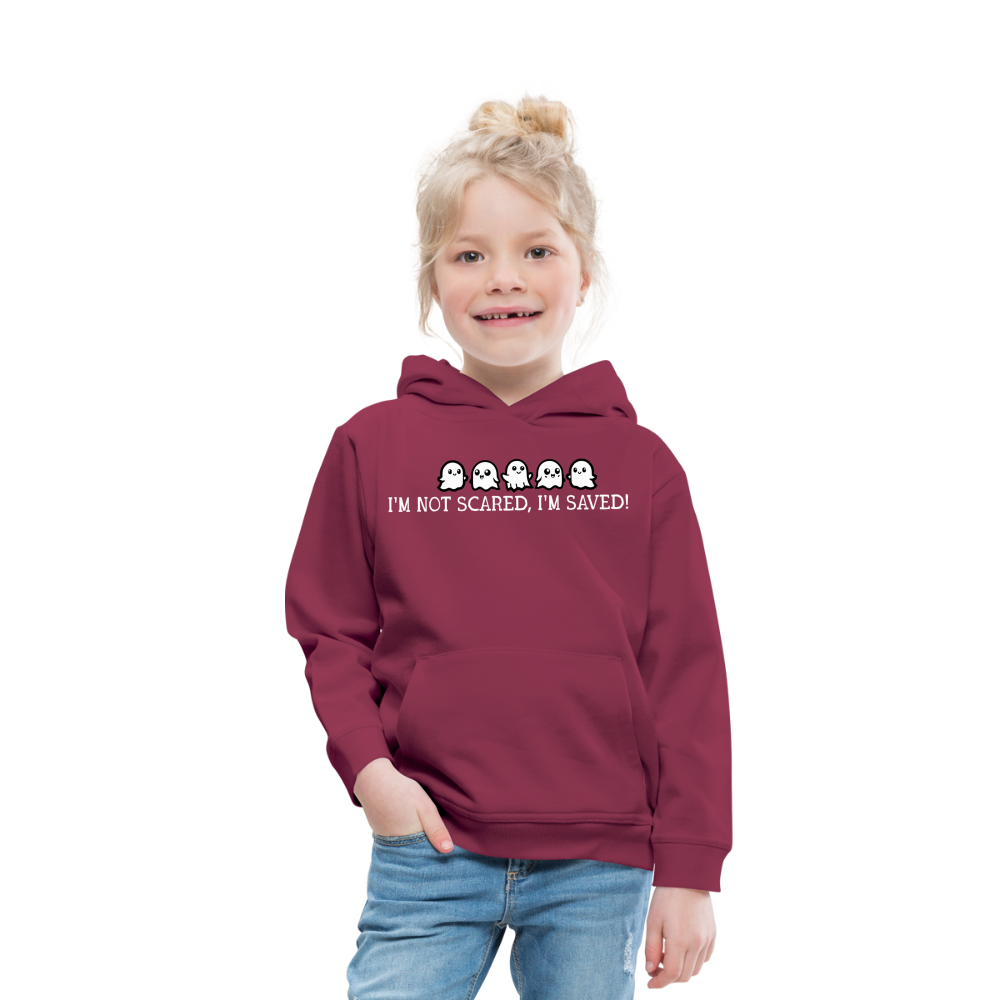 I'm Not Scared I'm Saved (W) Kid's Hoodie - burgundy