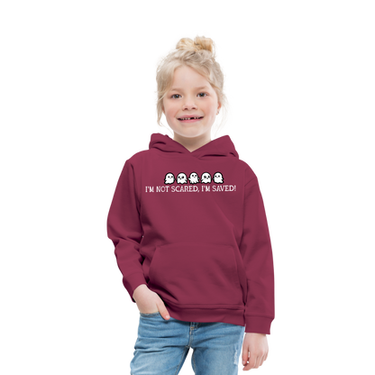 I'm Not Scared I'm Saved (W) Kid's Hoodie - burgundy