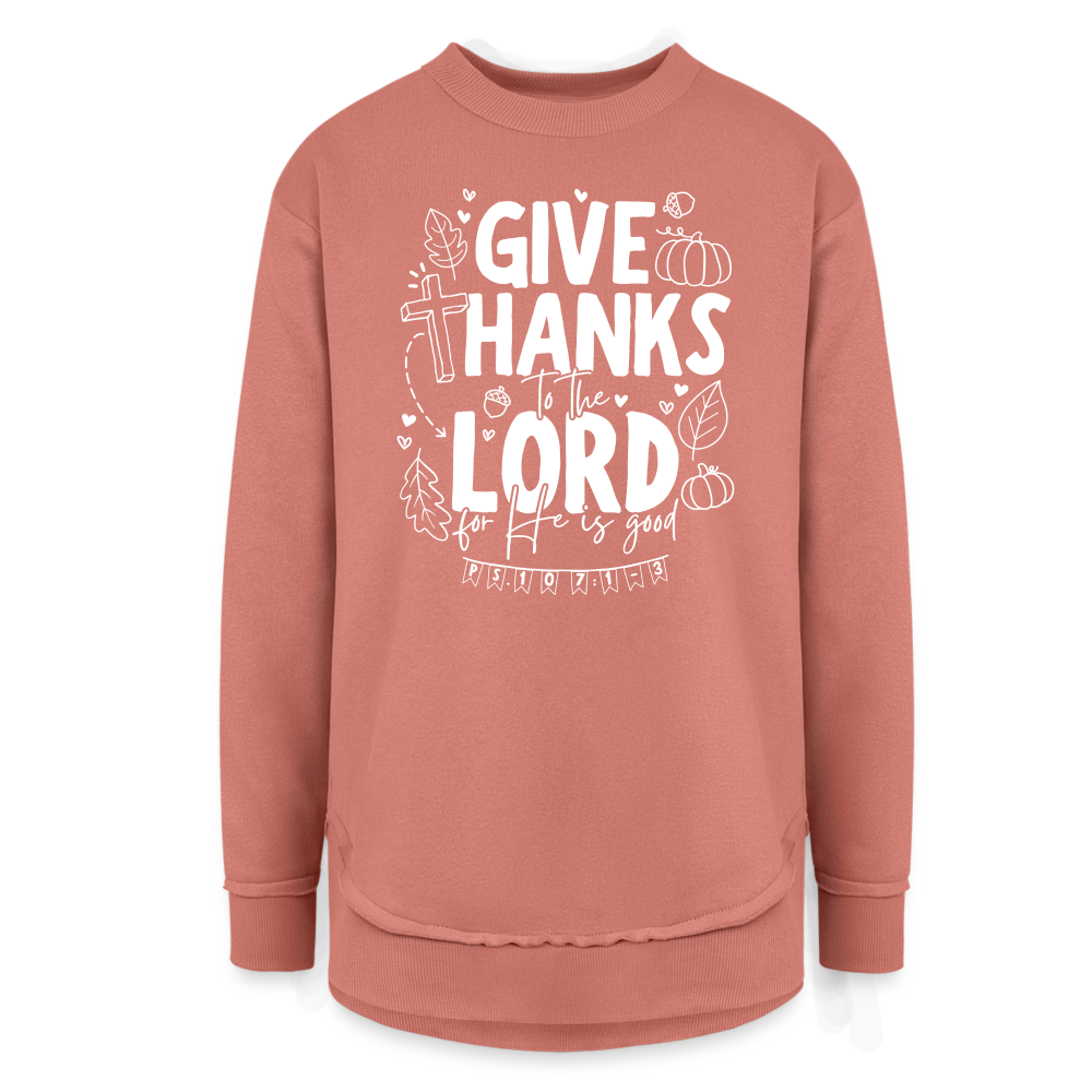 Give Thanks to the Lord (W) Women's Tunic Sweater - mauve