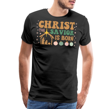 Christ the Savior is Born Christmas Family Men's Premium T-Shirt - black