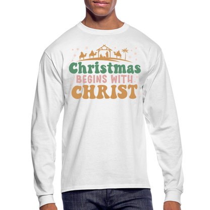 Christmas Begins with Christ Christmas Family Men's Long Sleeve T-Shirt - white