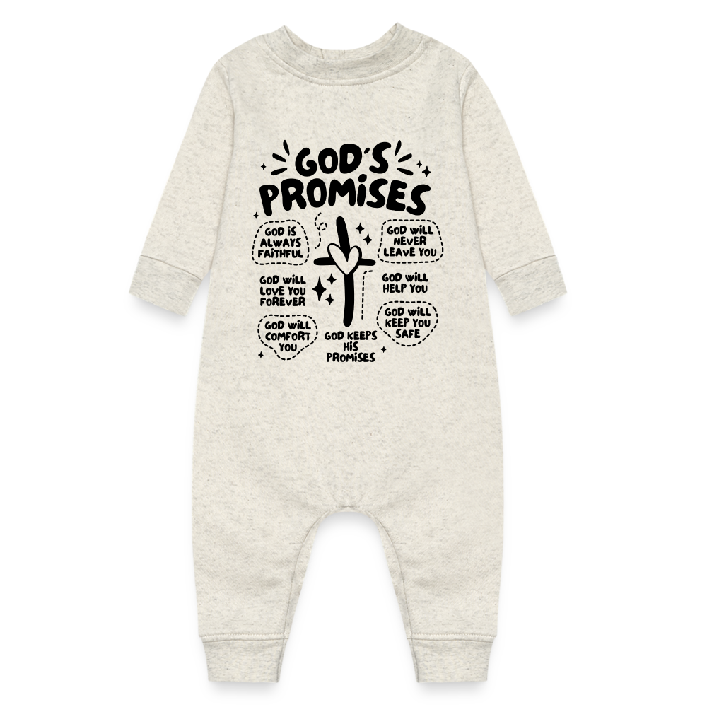 God Promises Fleece Baby Onesie Bodysuit - heather oatmeal